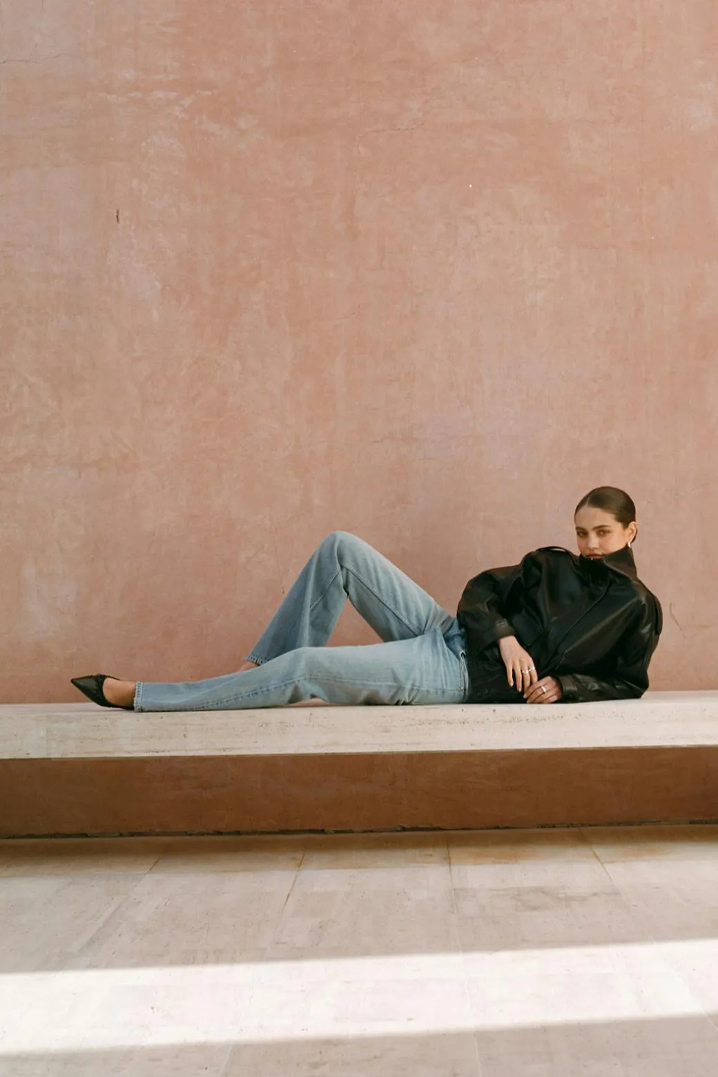 High neck pu jacket
