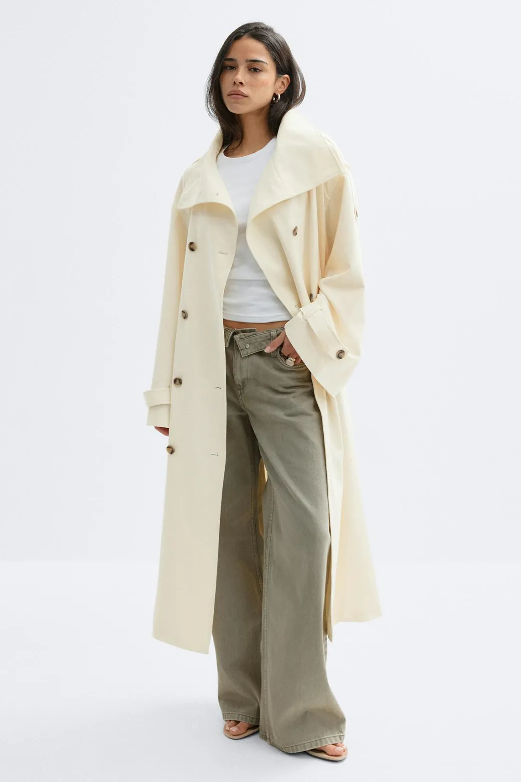 High neck trench coat