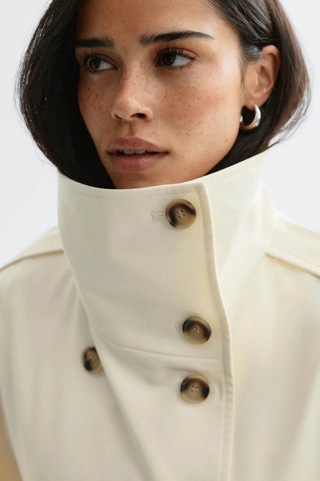 High neck trench coat