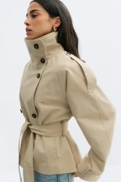 High neck trench jacket