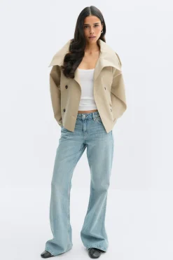 High neck trench jacket