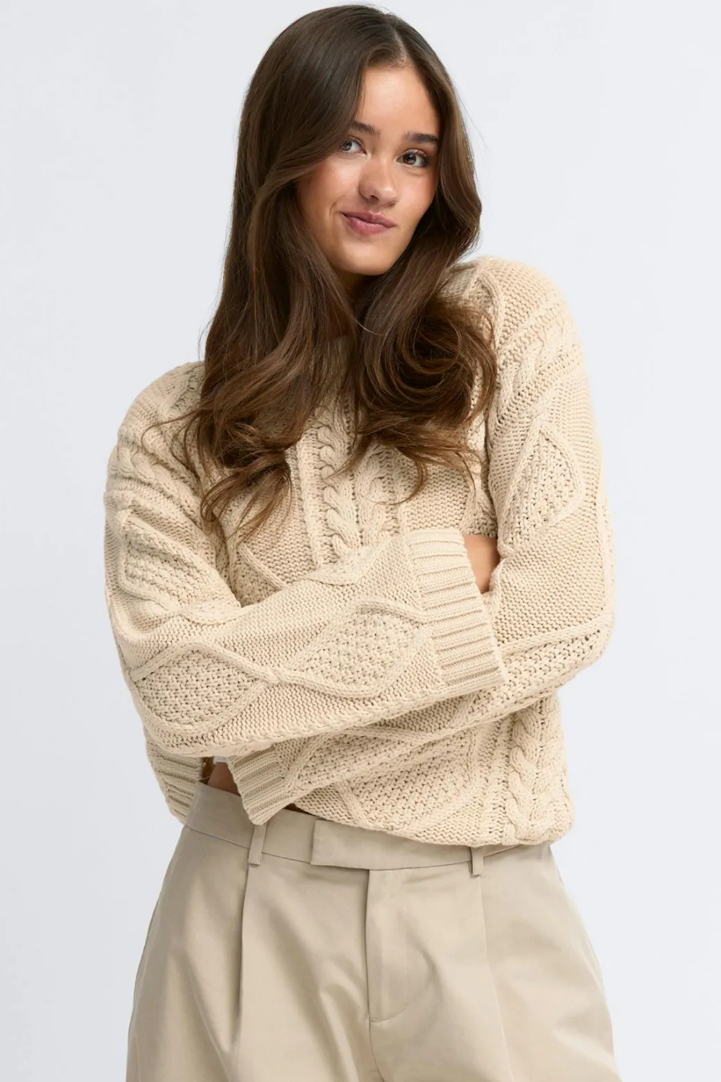 Knitted cable sweater