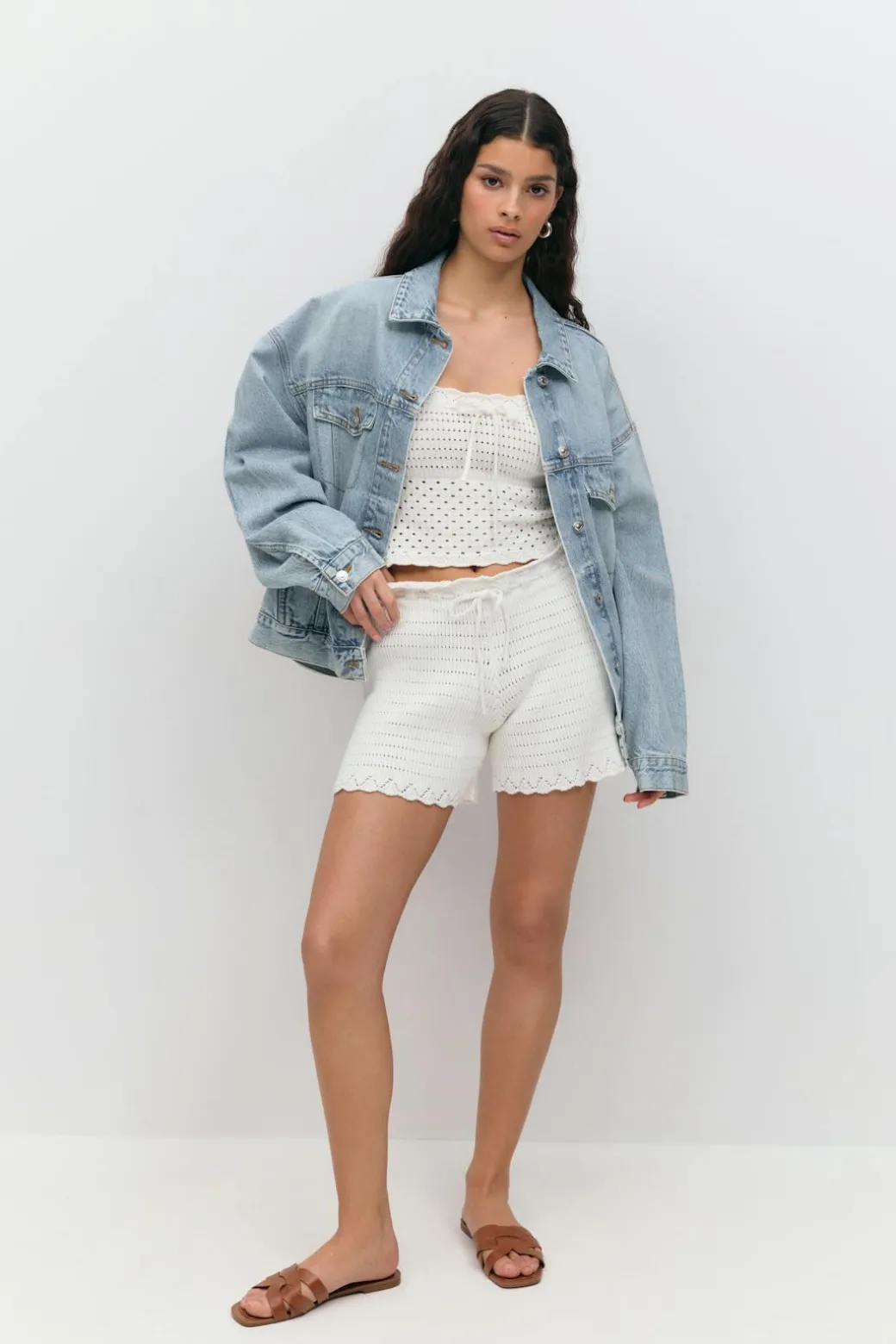 Knitted cotton shorts