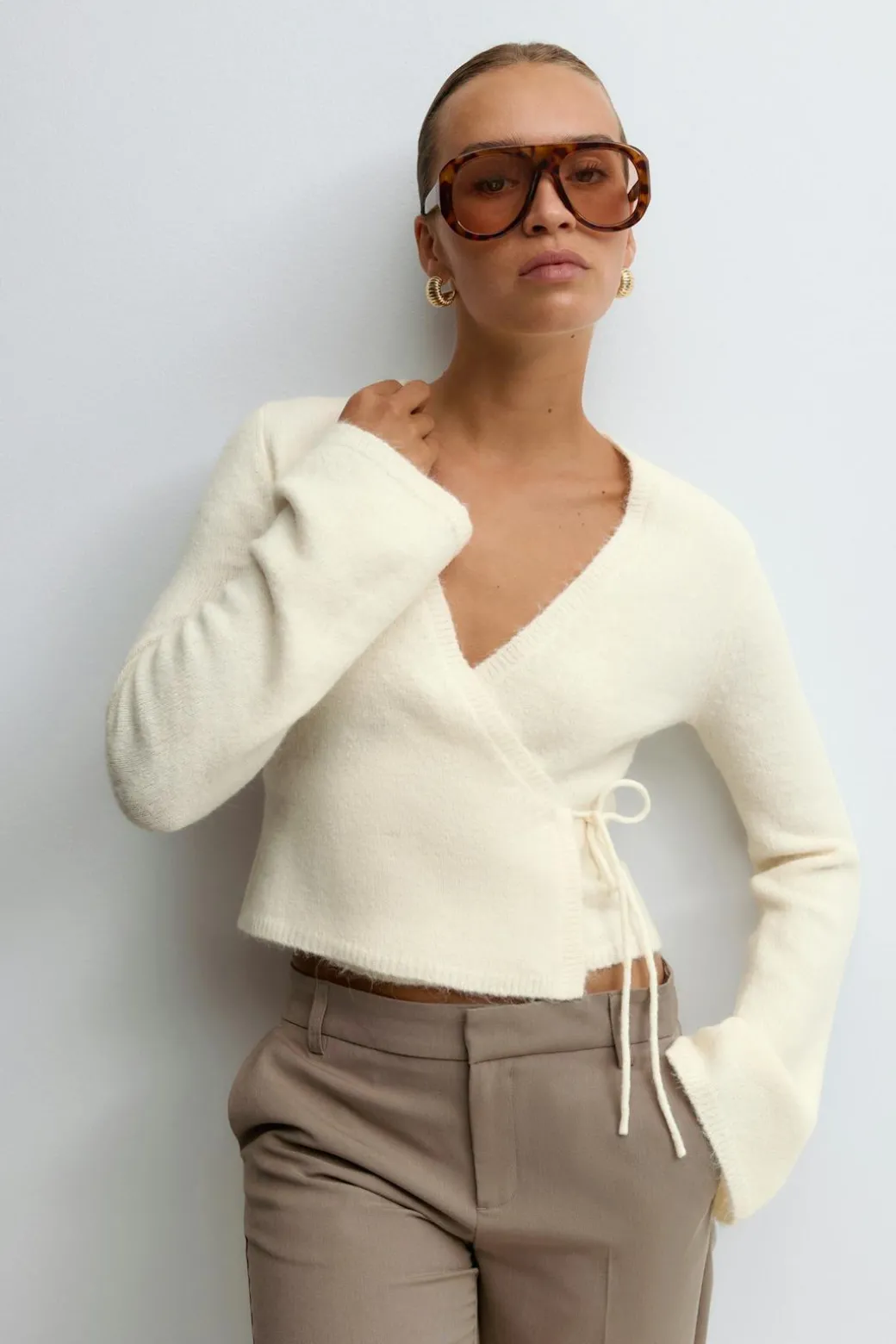 Knitted wrap cardigan