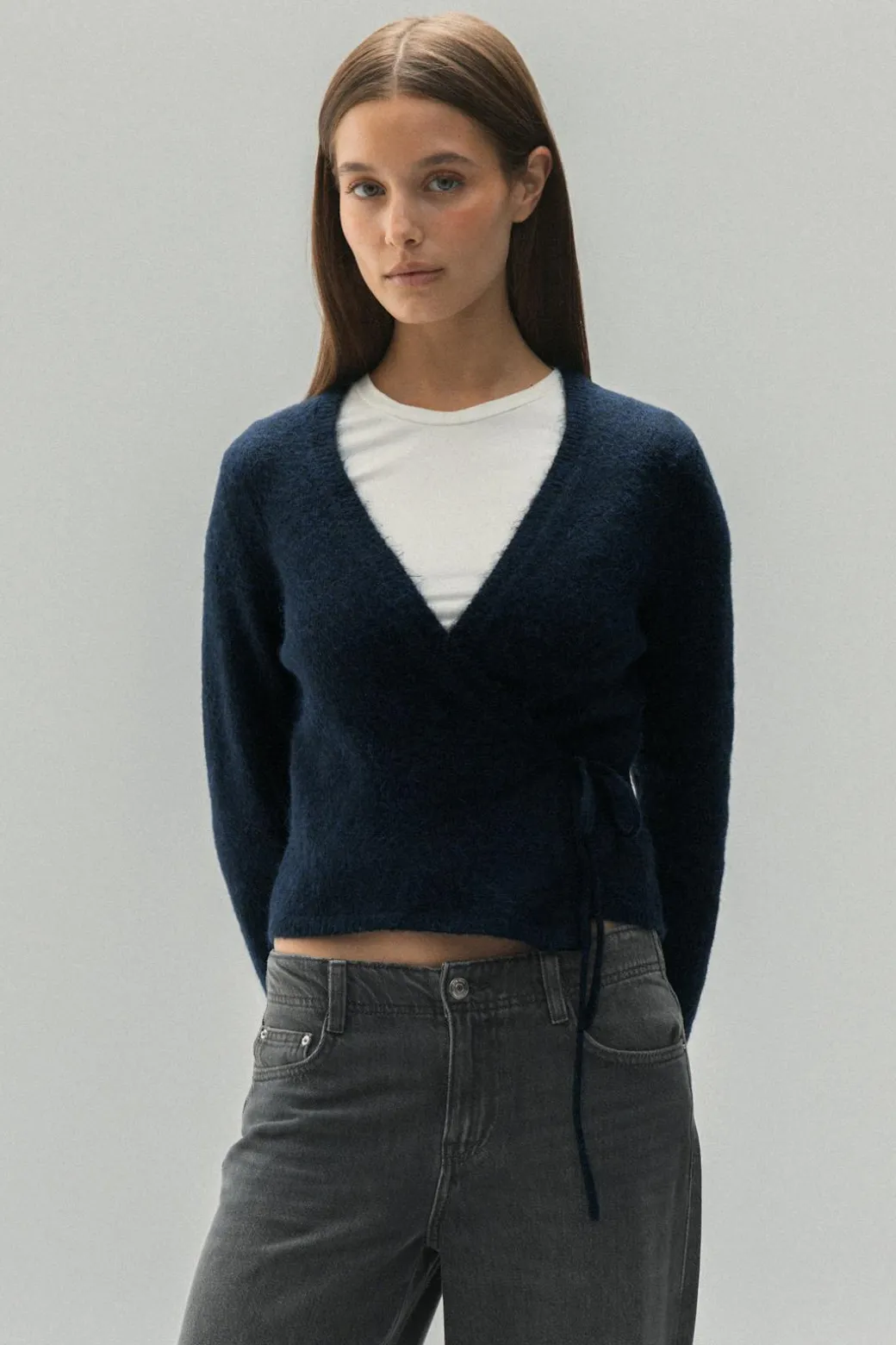 Knitted wrap cardigan