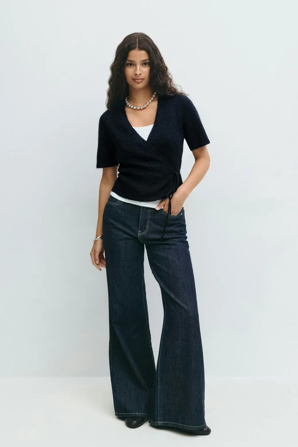 Knitted wrap top