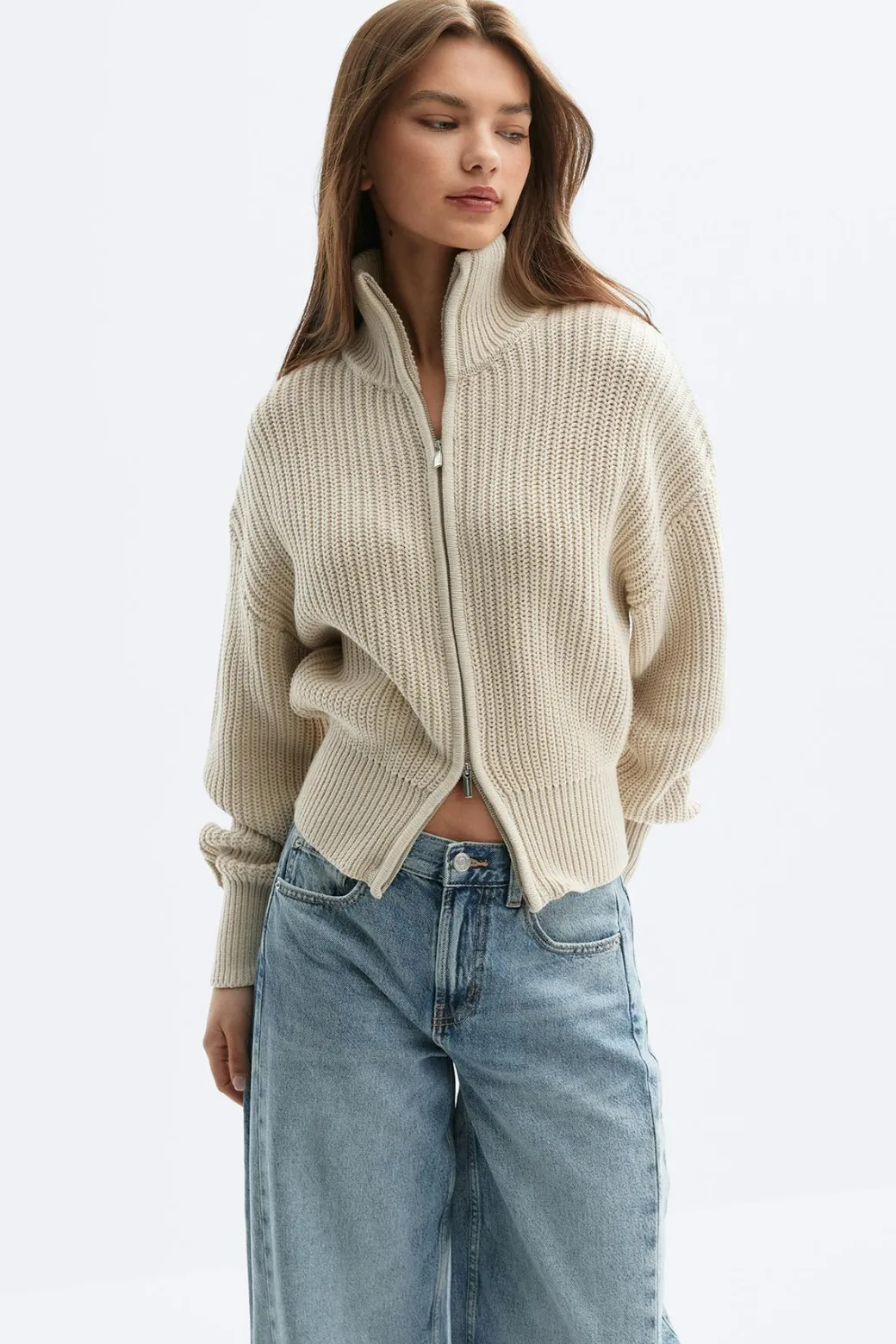 Knitted zip cardigan