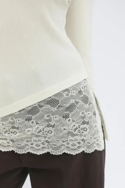 Lace detail boatneck top