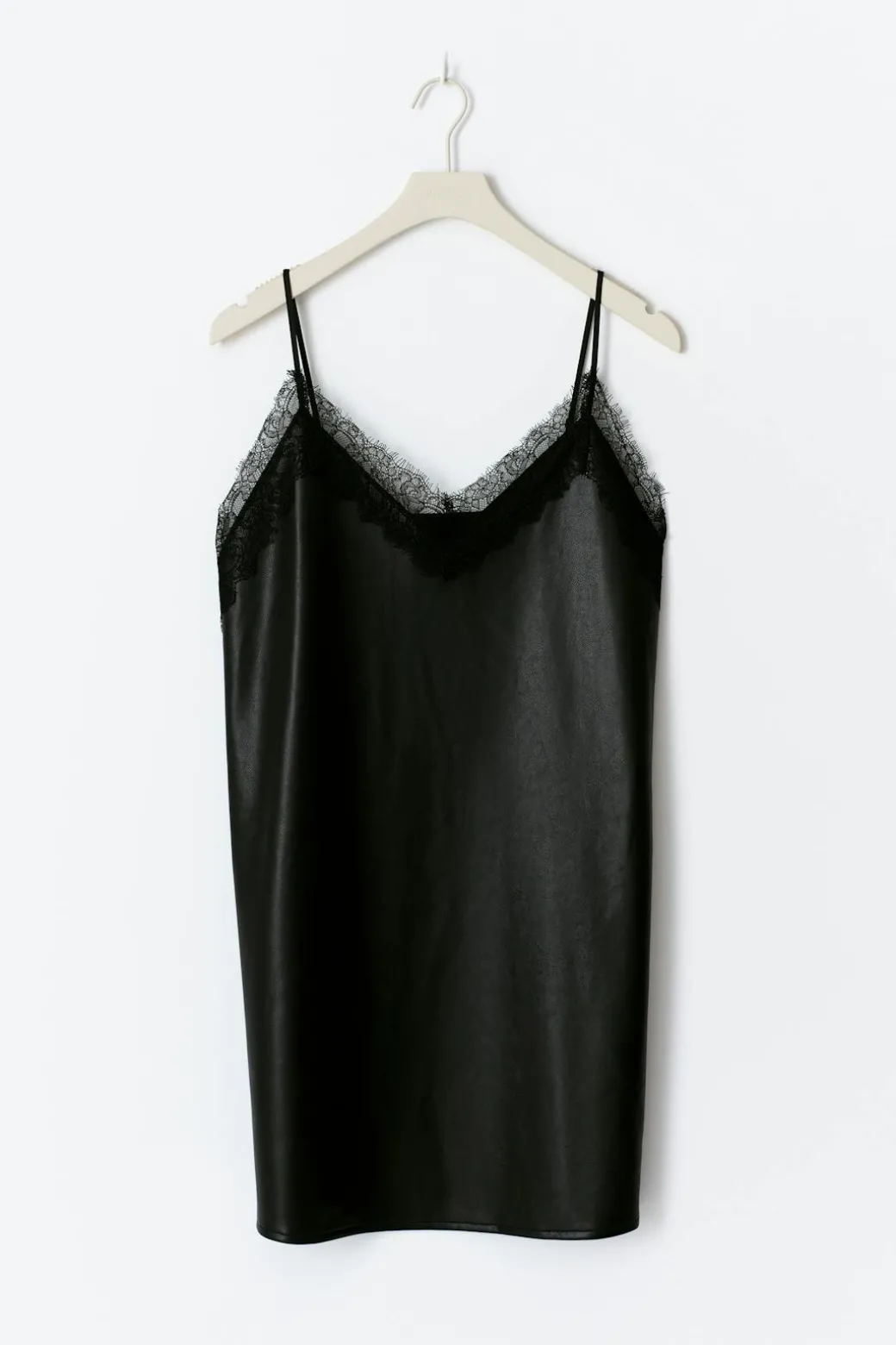 Lace detail pu dress