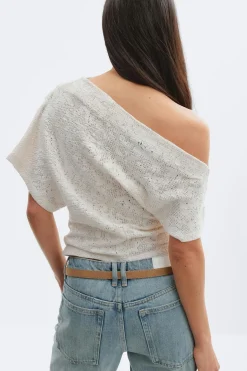 Lace dropped shoulder top