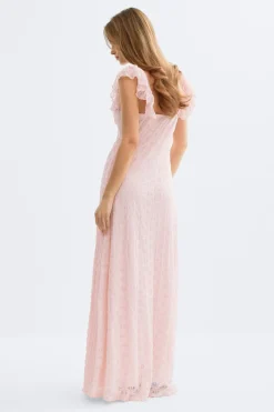 Lace frill maxi dress