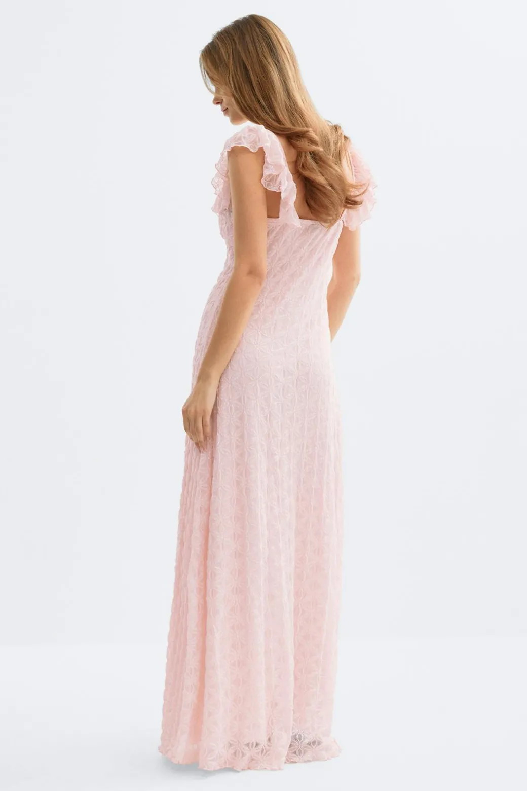 Lace frill maxi dress
