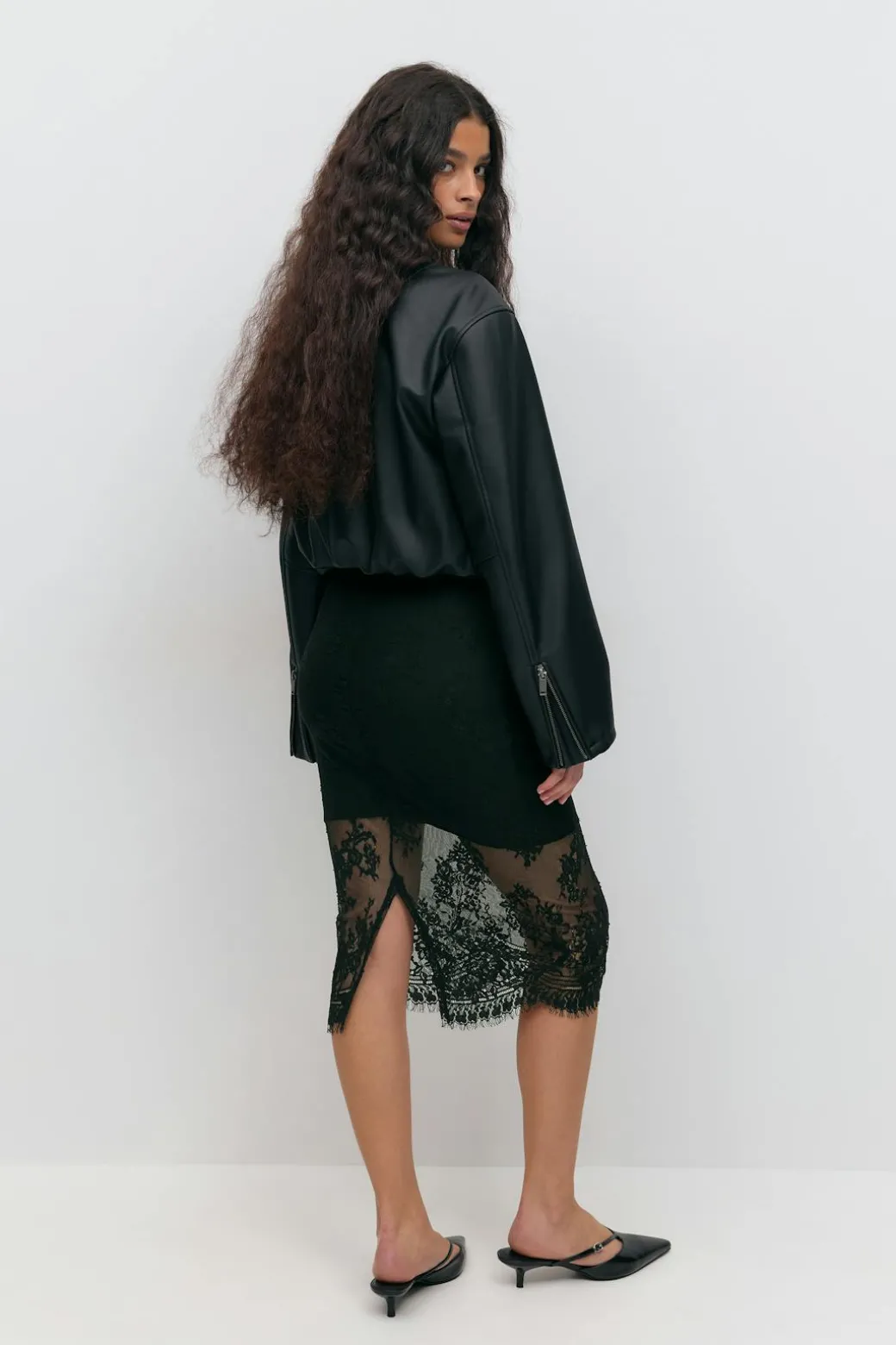 Lace midi skirt