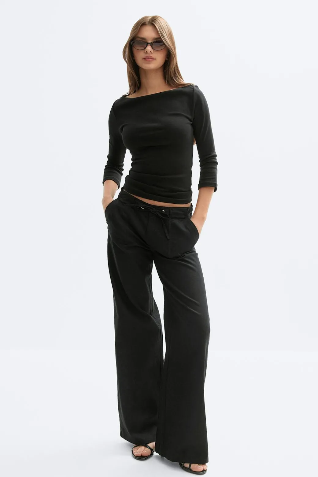 Linen blend trousers