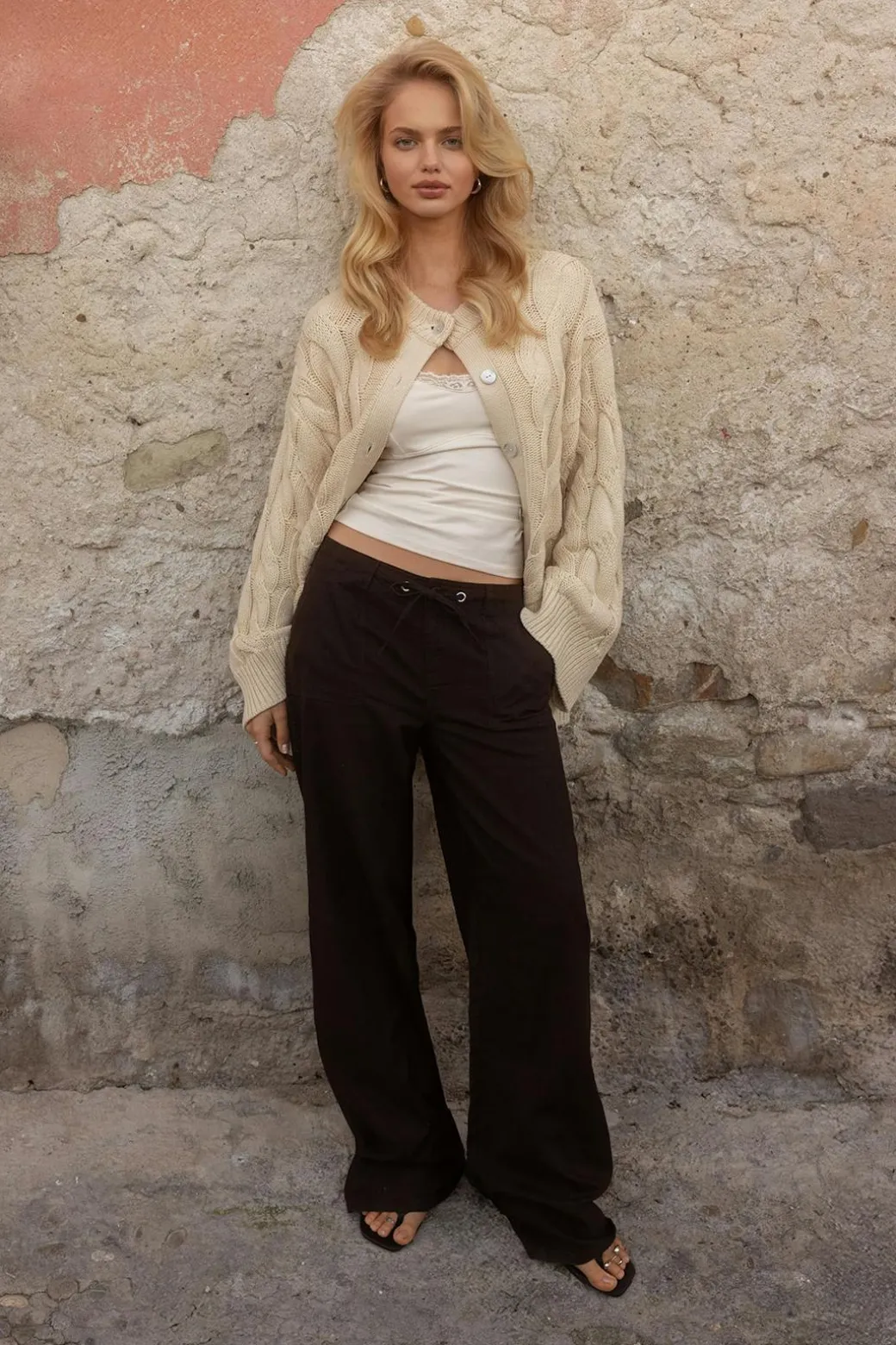 Linen blend trousers