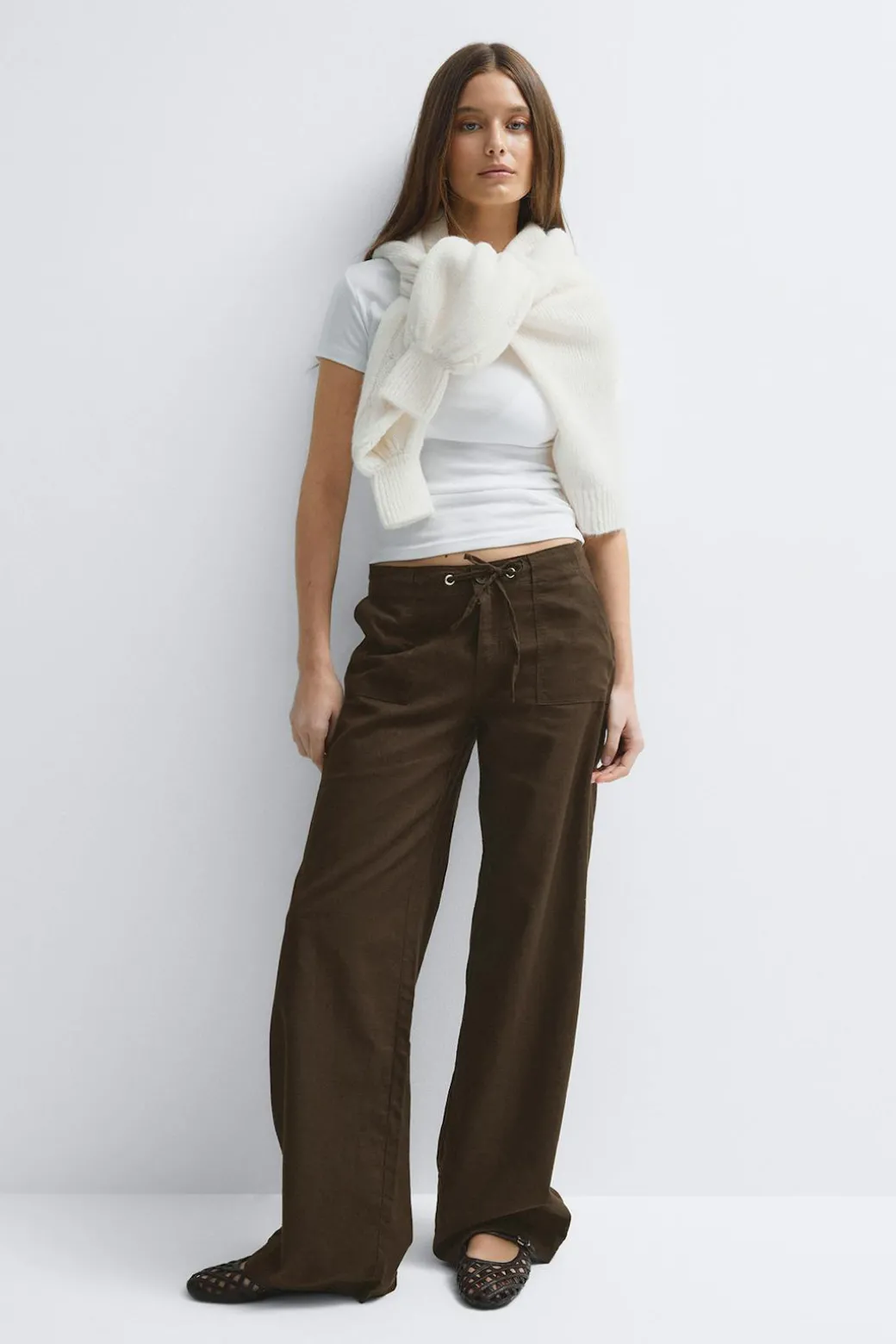 Linen blend trousers