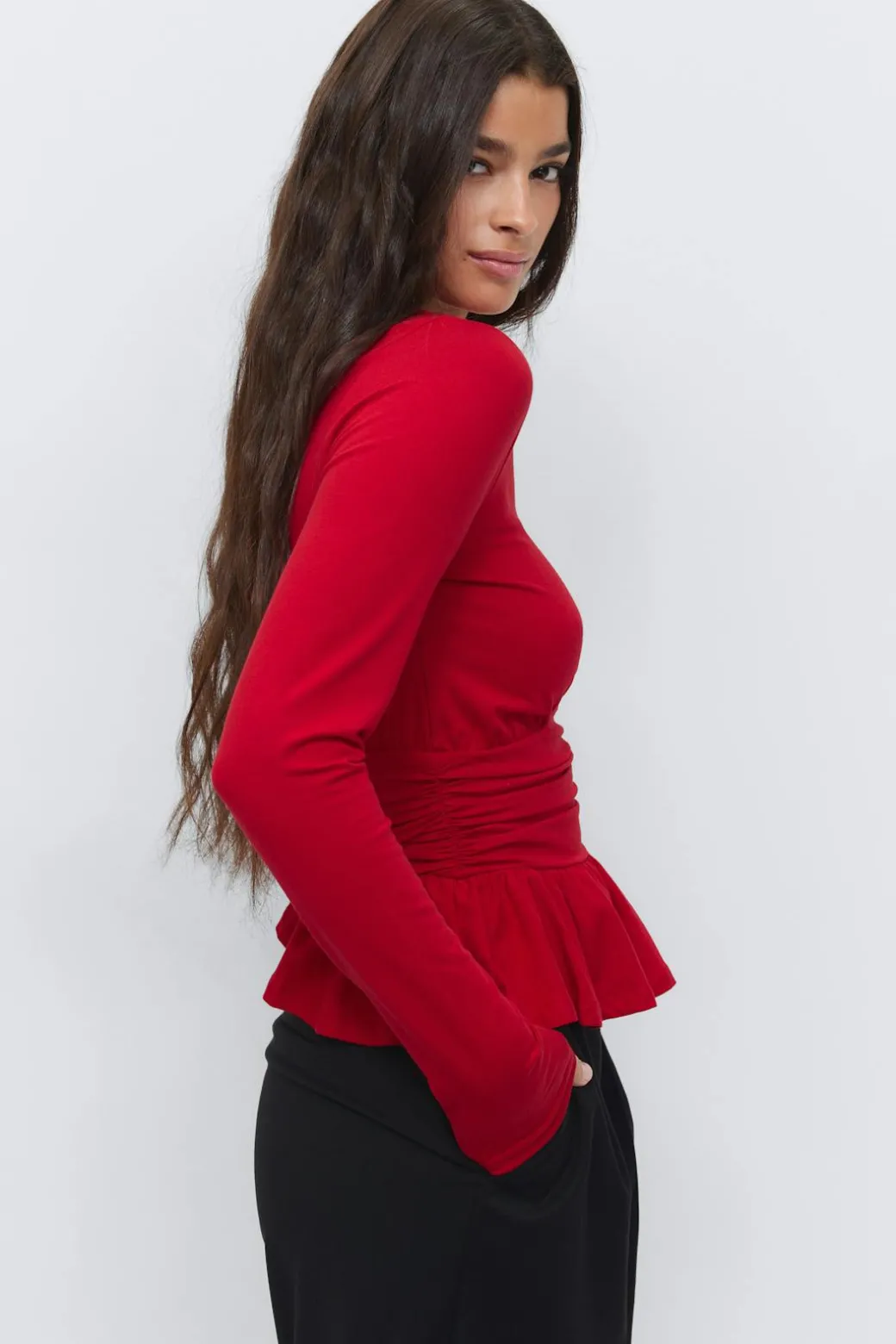 Long sleeve peplum top
