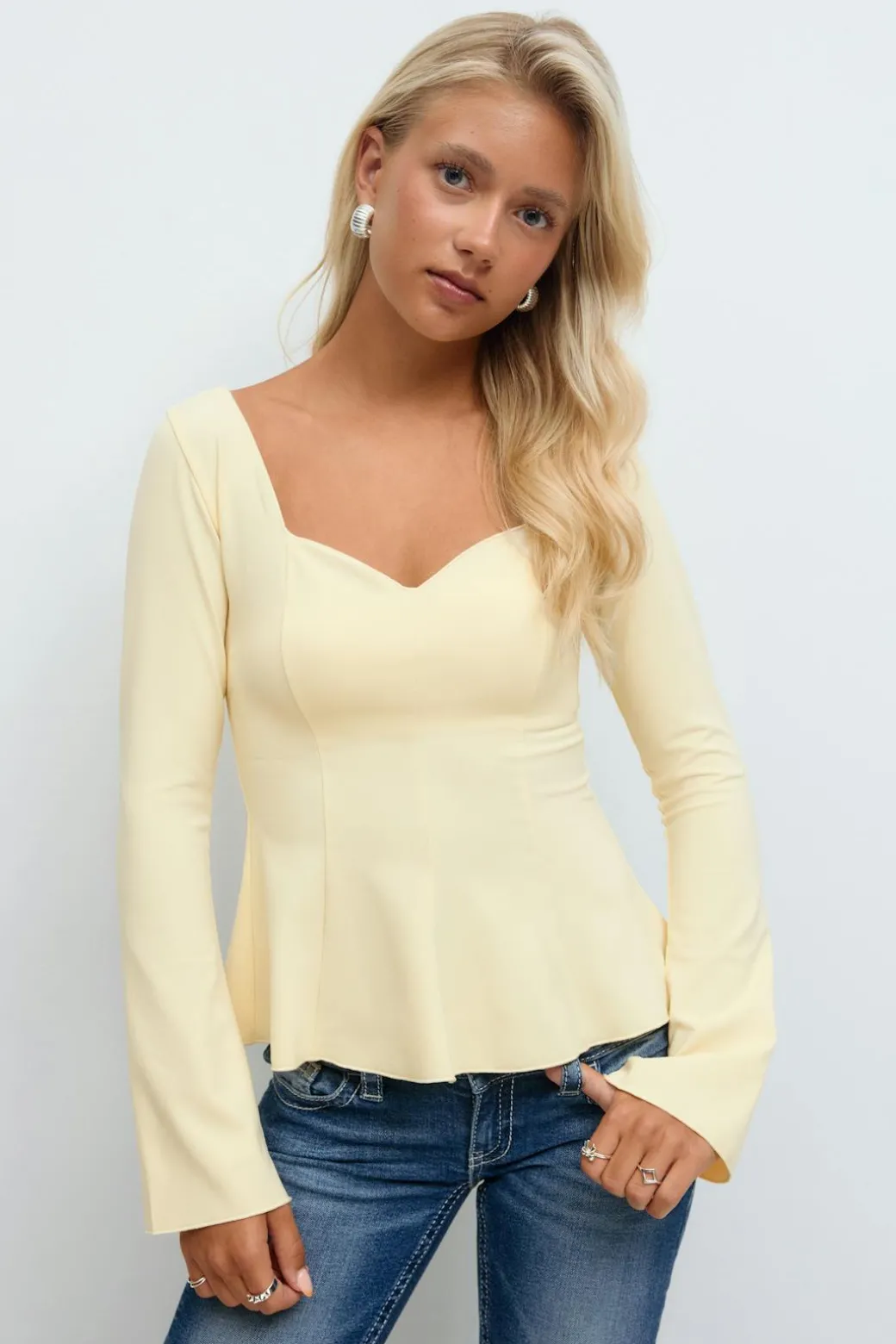 14+ long sleeve peplum top