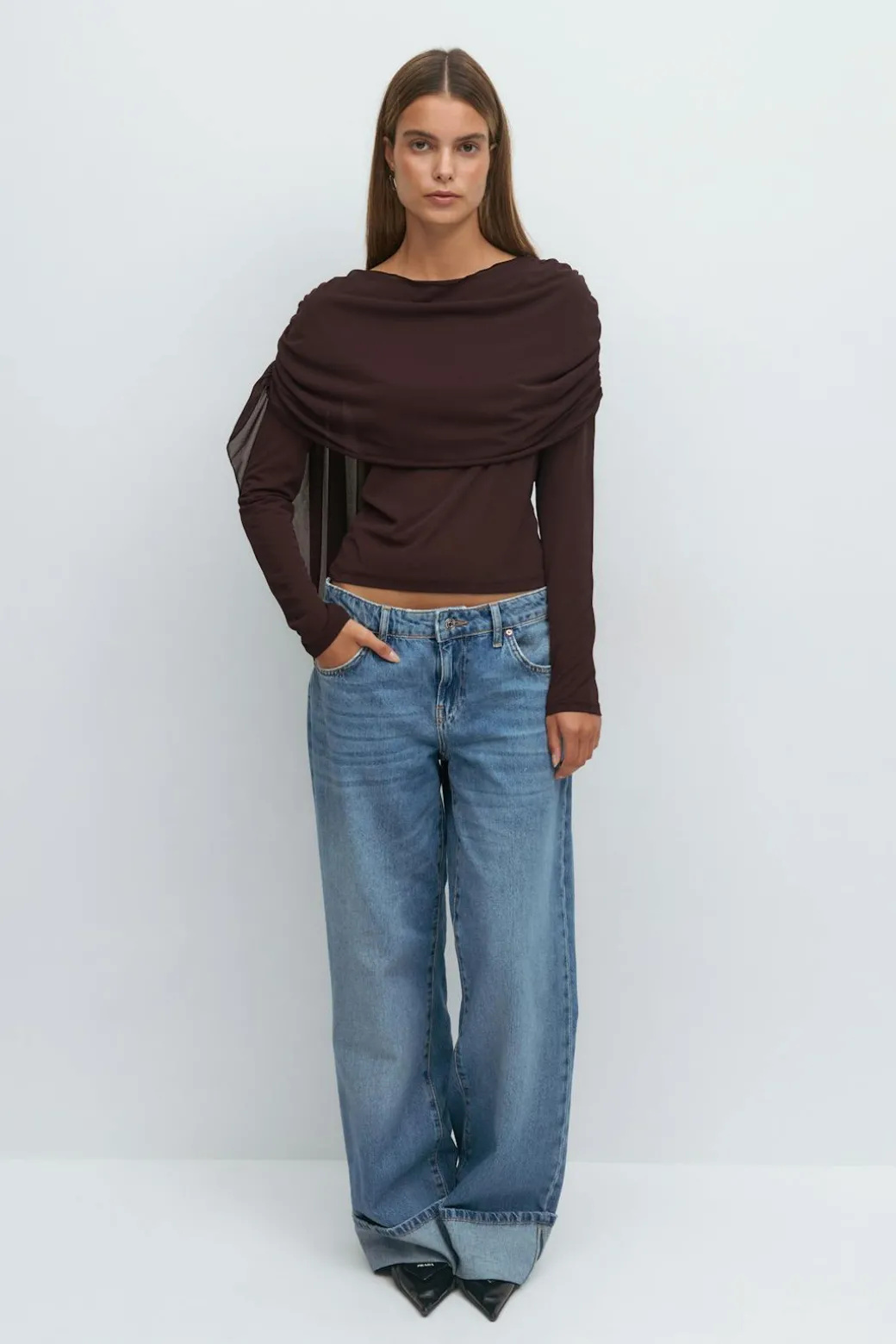 Long sleeve shawl top
