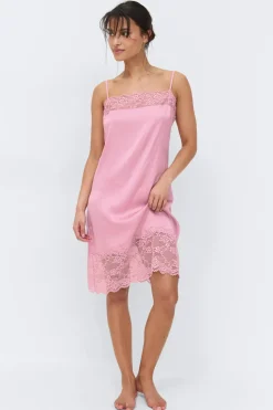 Loungewear satin lace dress