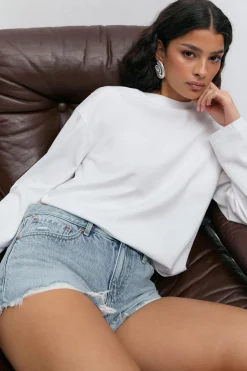 Low denim shorts