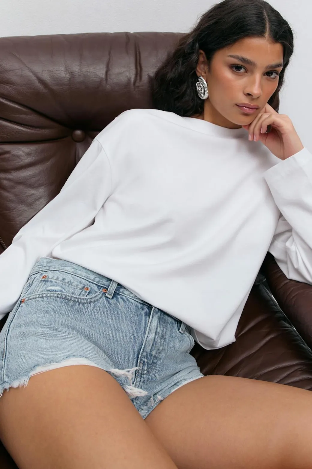 Low denim shorts