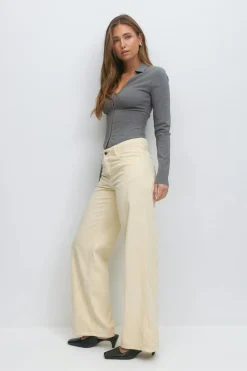Low wide cord jeans