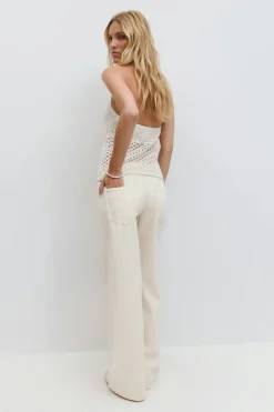 Low wide front seam jeans