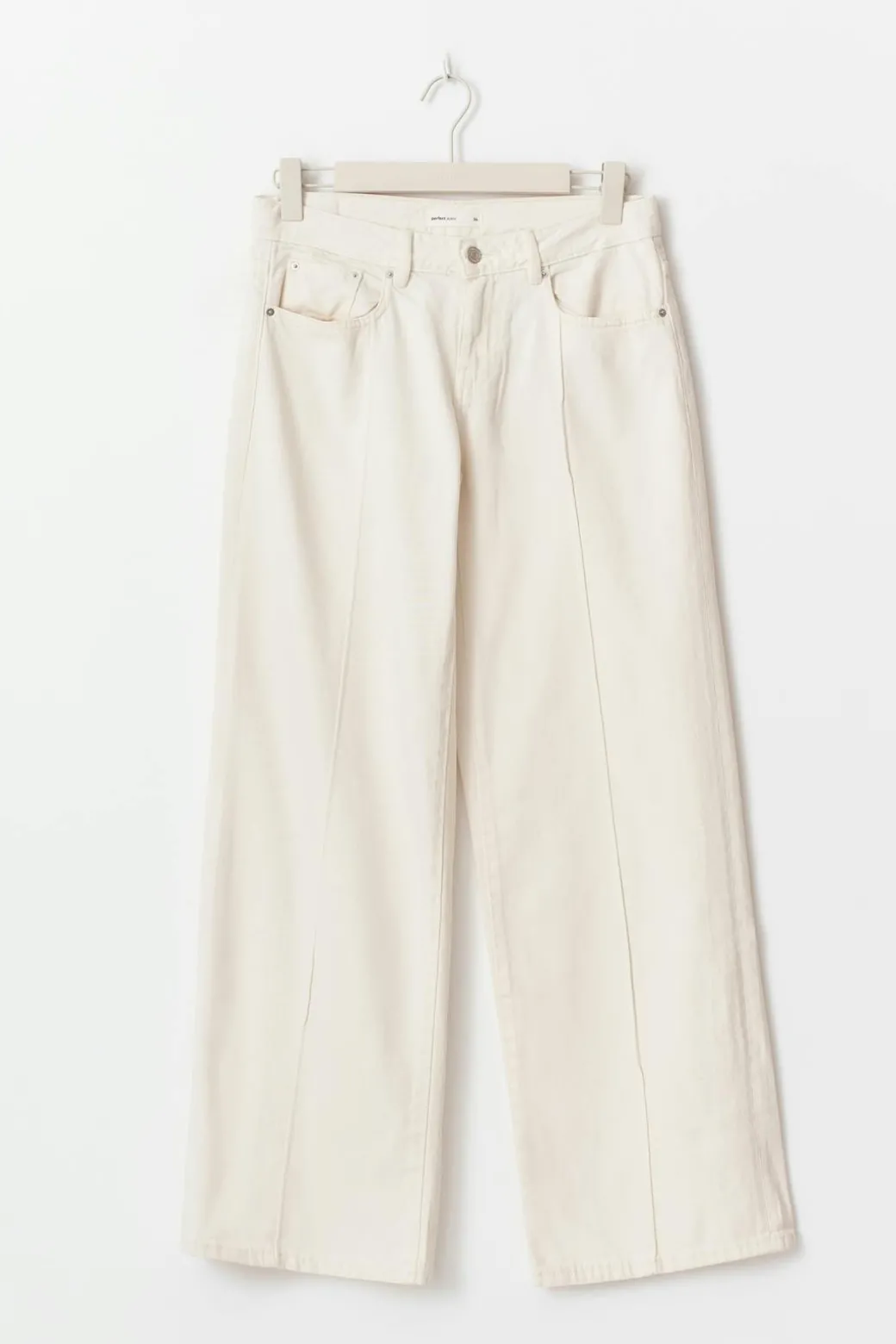 Low wide front seam jeans