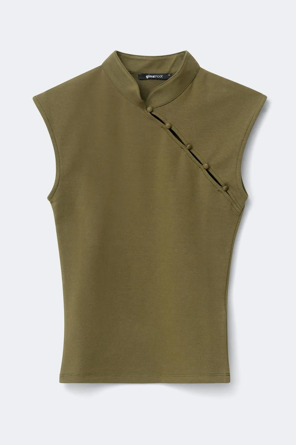 Mandarin collar button top