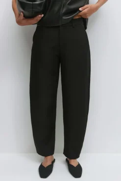 Mid waist barrel trousers