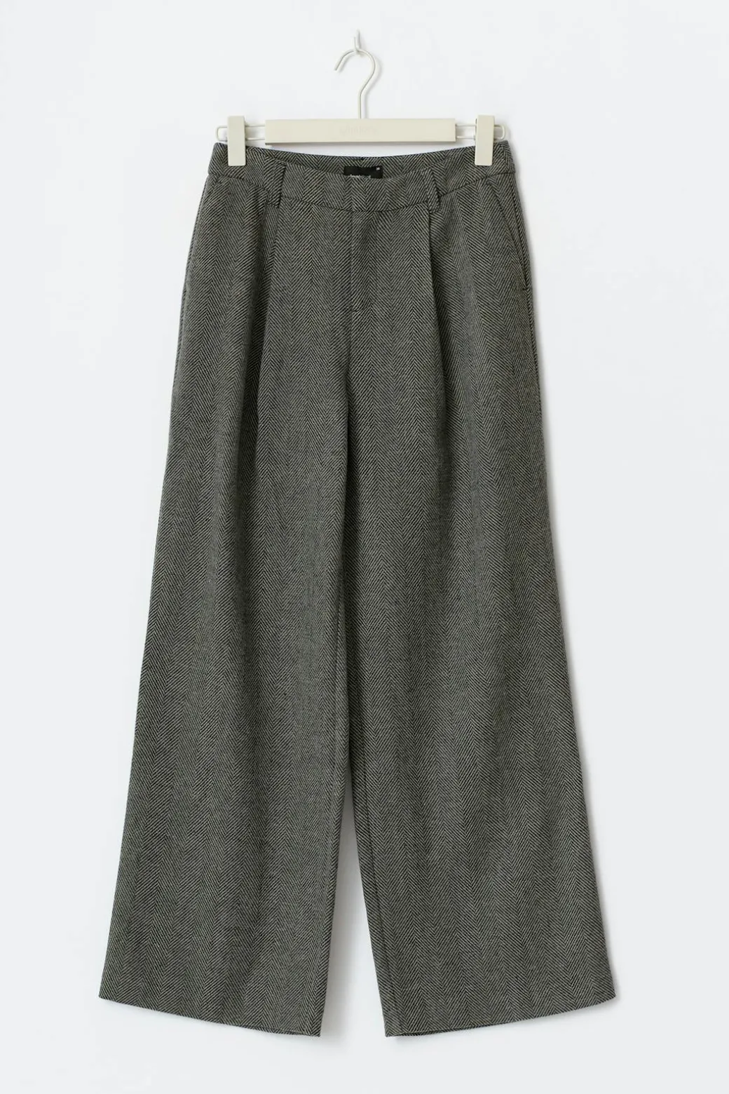Mid waist herringbone trousers