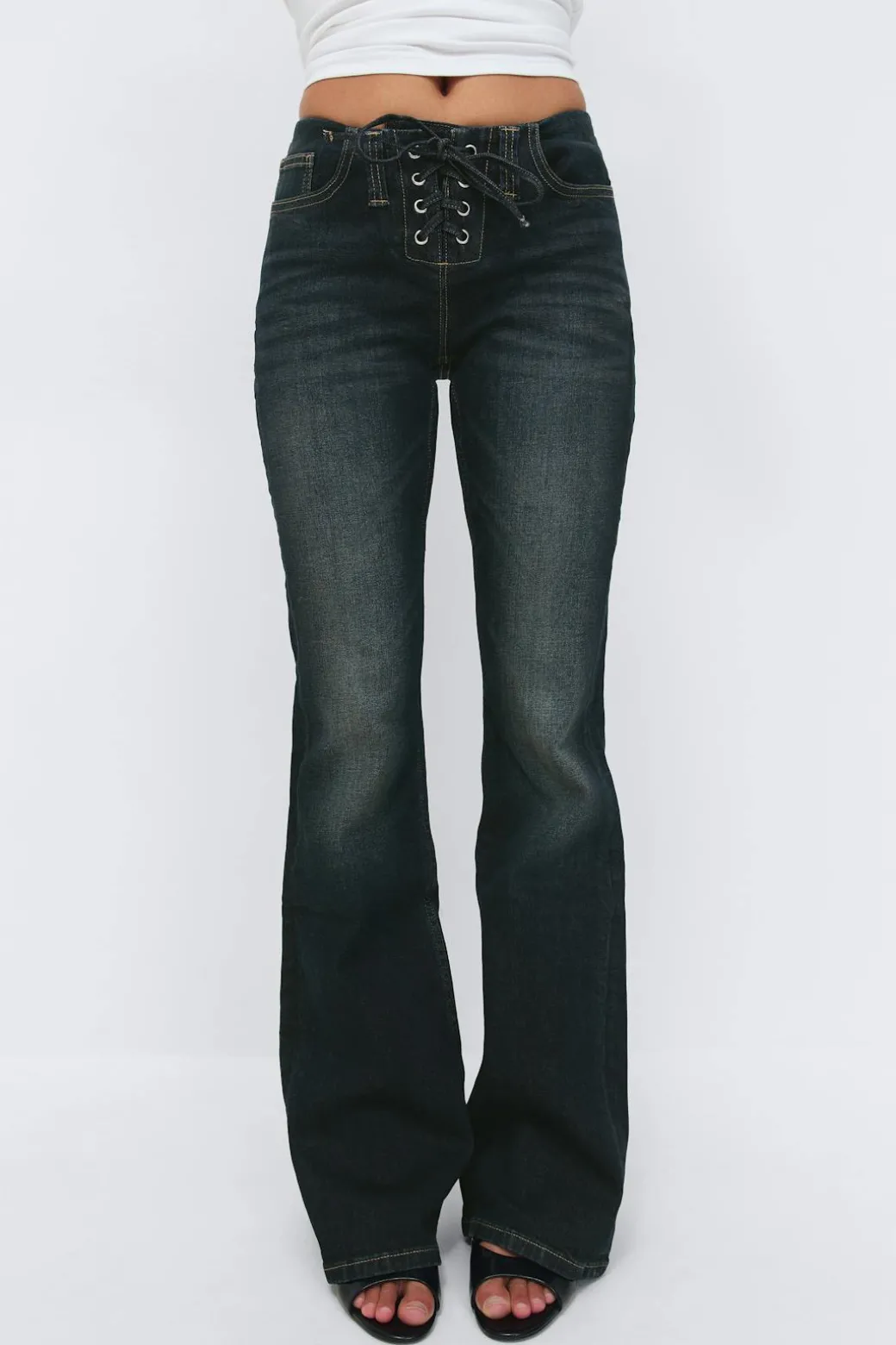 No waist bootcut jeans