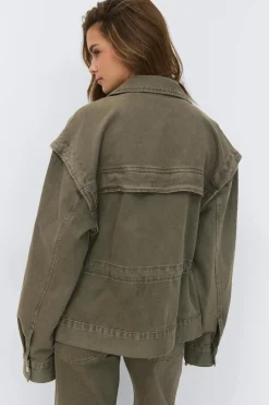Office cargo denim jacket