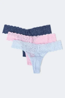 3-pack lace thong