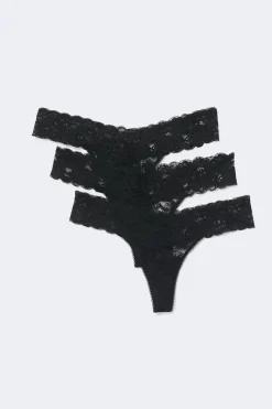 3-pack lace thong