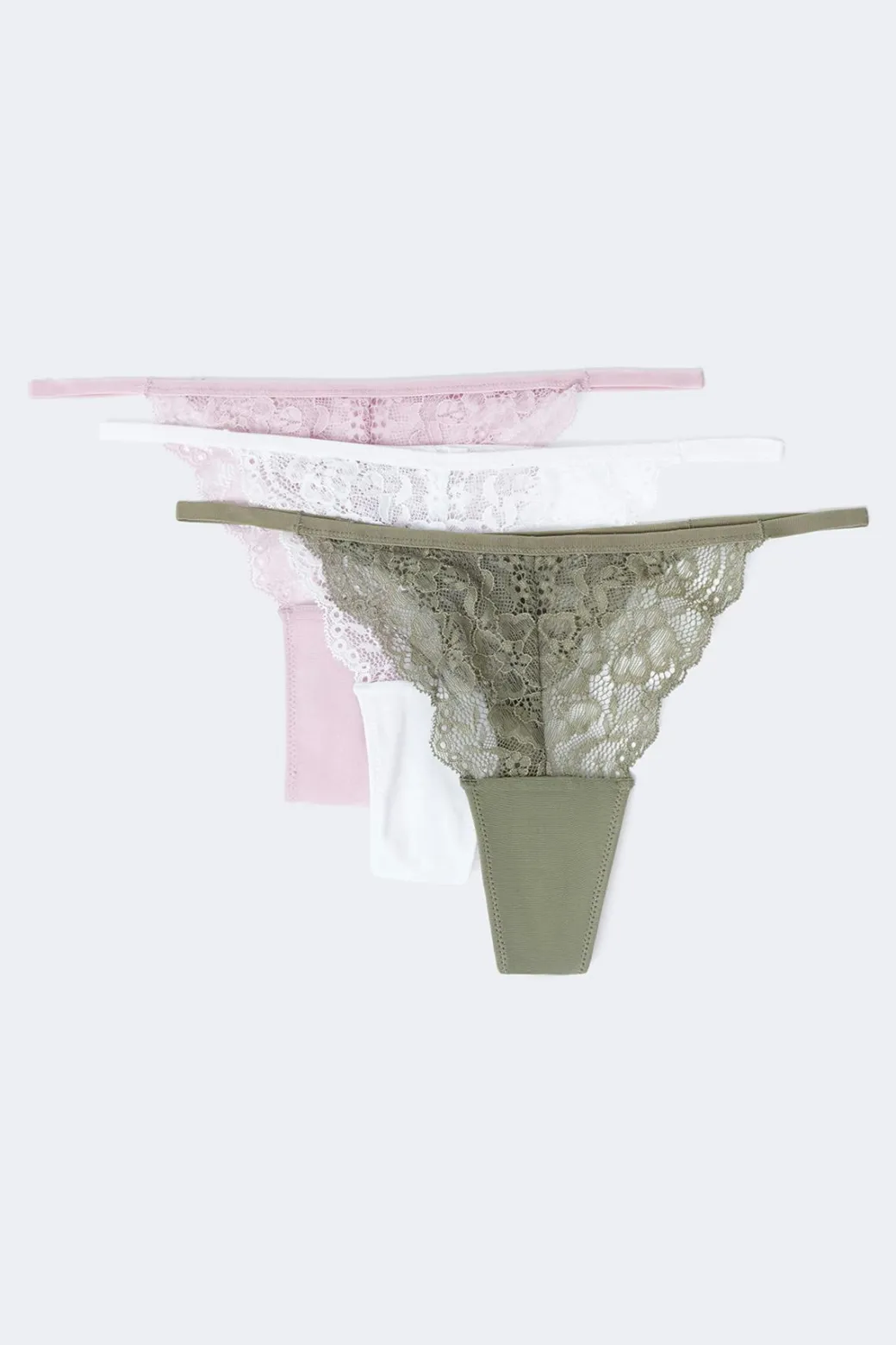 3-pack lace thong