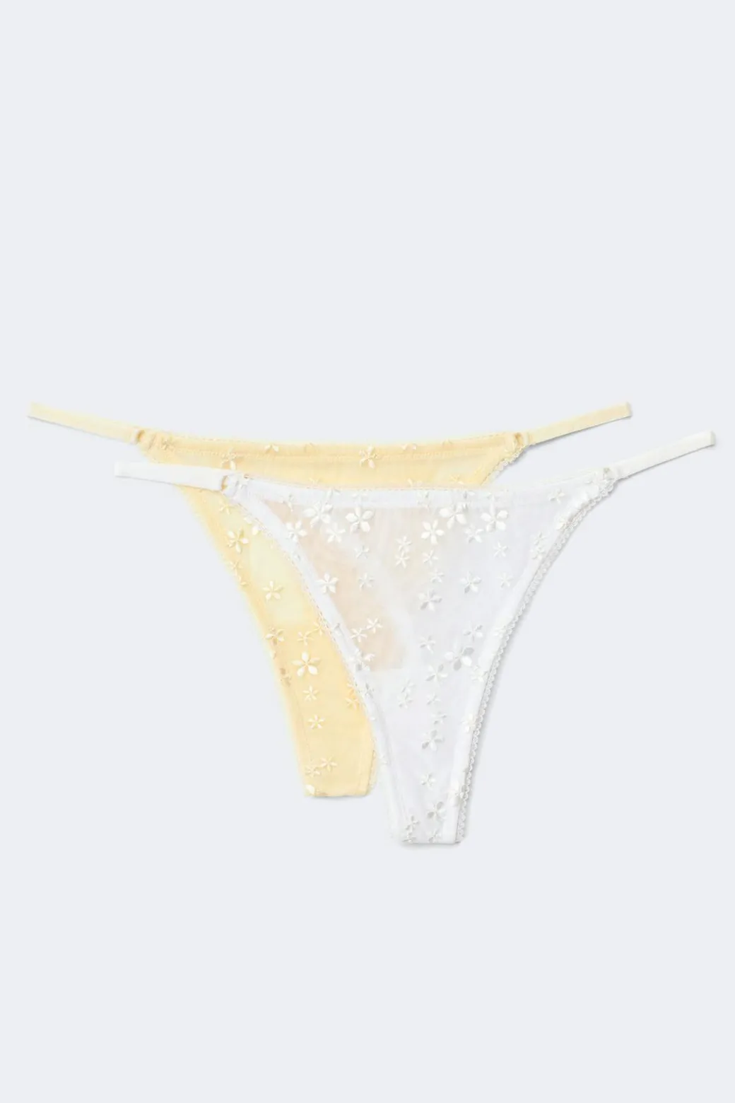 2-pack mesh embroidery thong