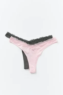 2-pack soft lace detail thong