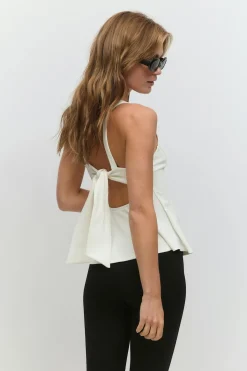 Peplum tie back top