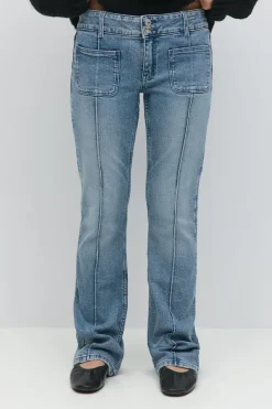 Pleated flare jeans