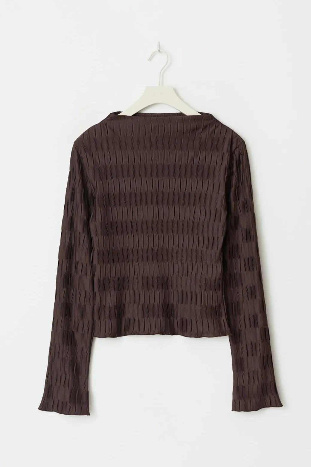 Pleated funnel neck top