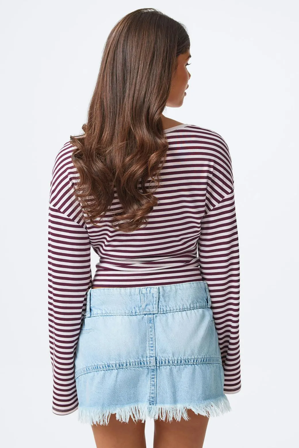 14+ pleated low denim skirt