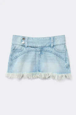 14+ pleated low denim skirt