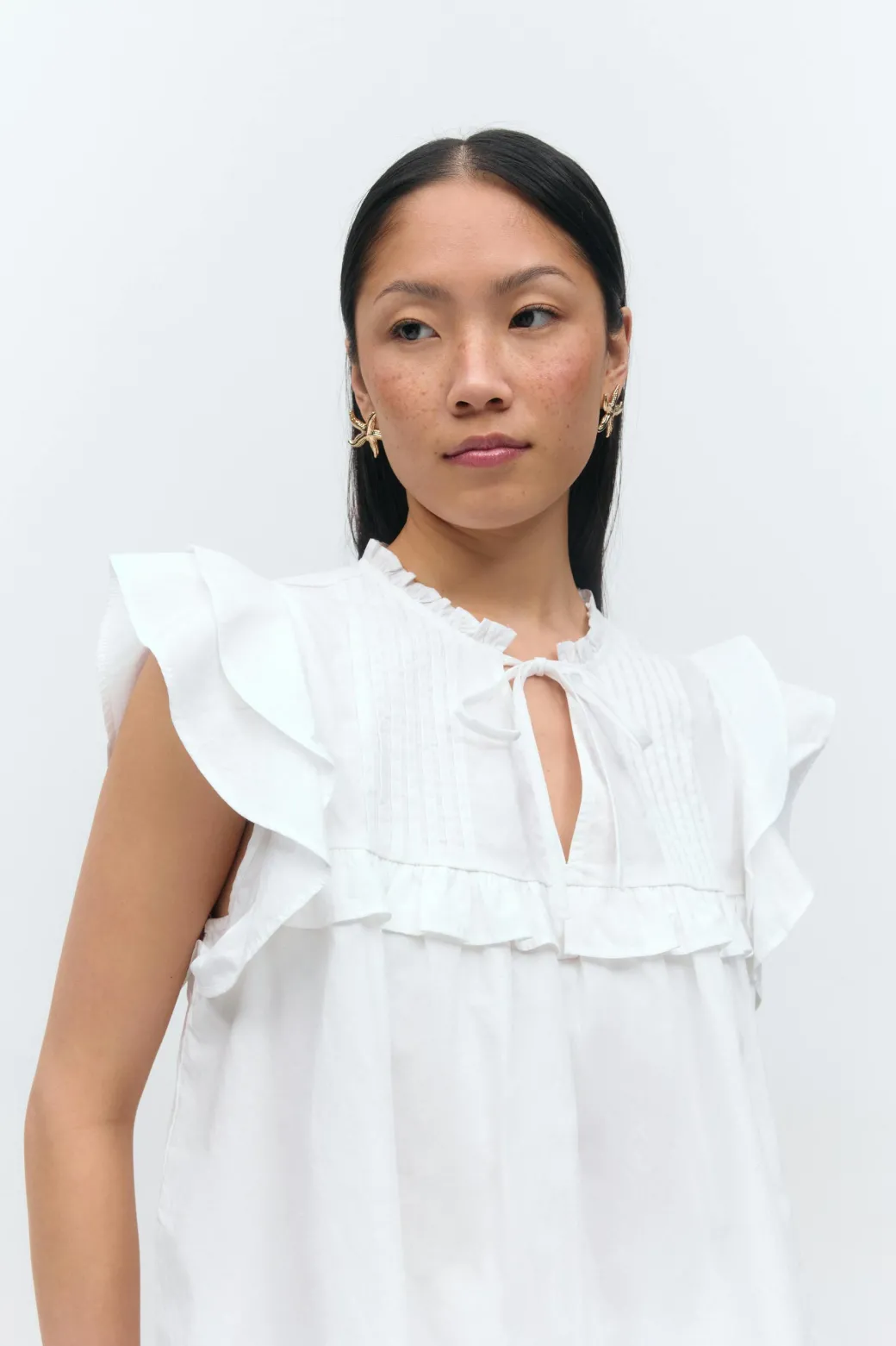 Poplin frill top