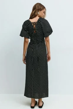 Puff sleeve midi dress
