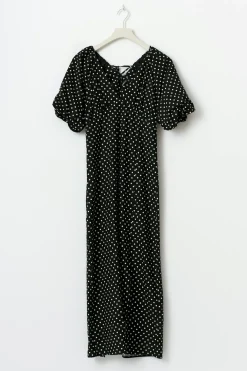 Puff sleeve midi dress