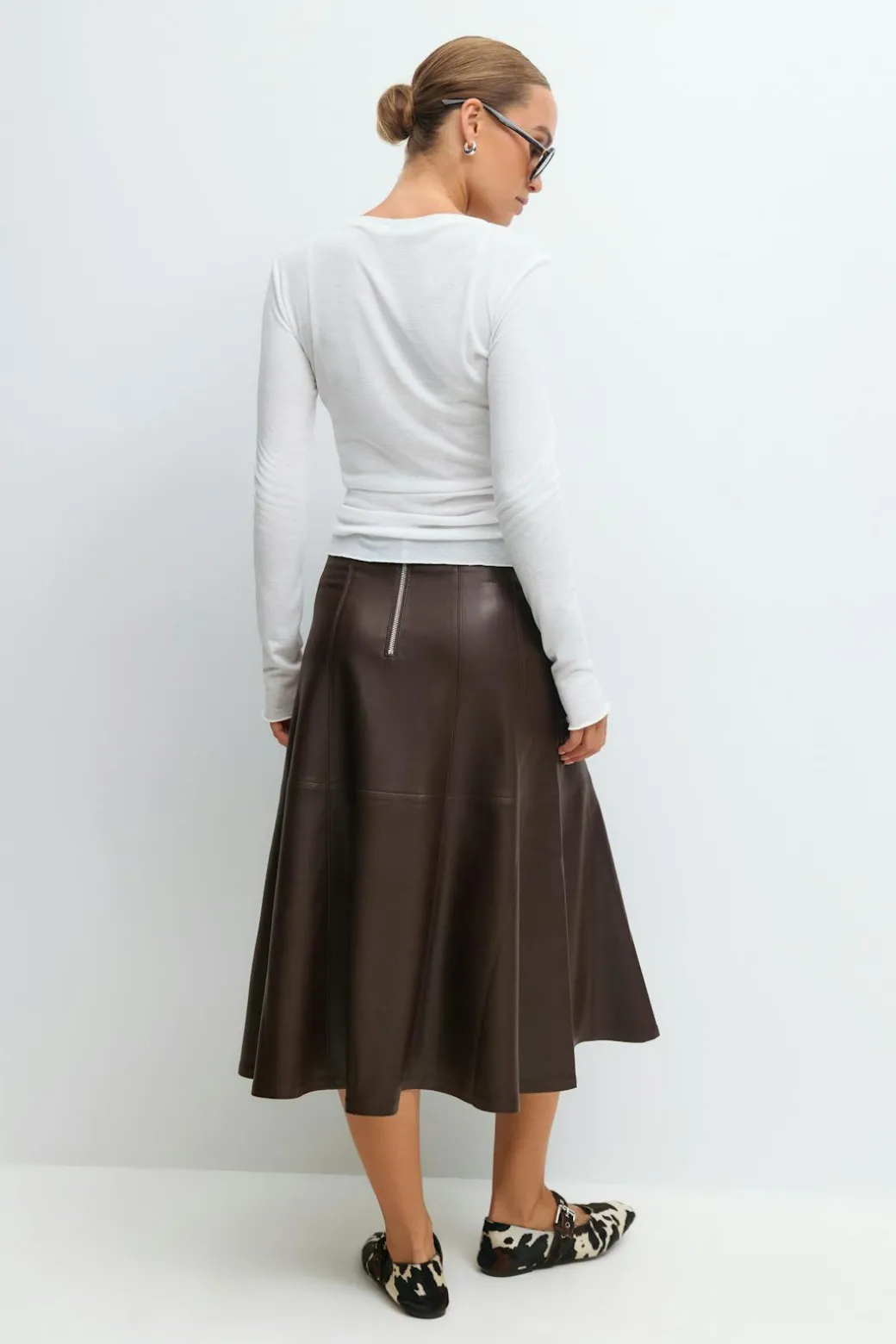 Pu midi skirt