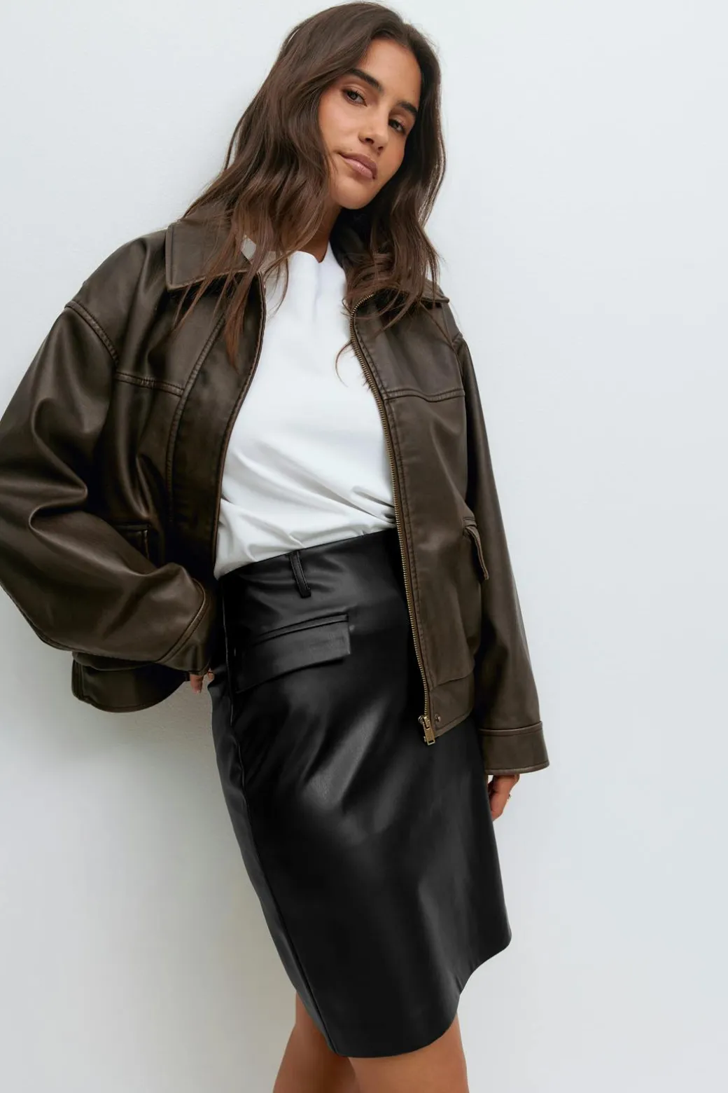 Pu midi skirt
