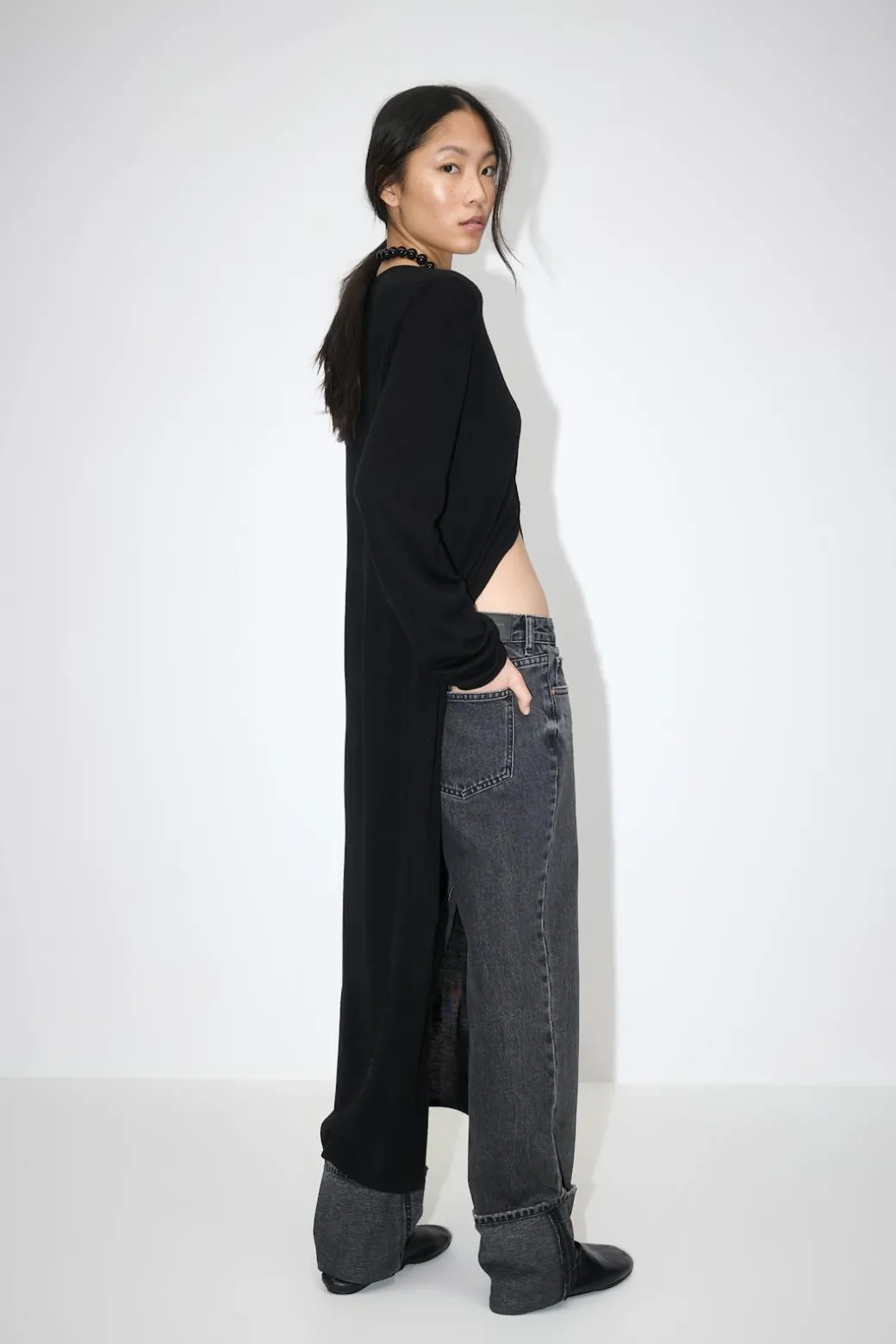 Remade fold up jeans